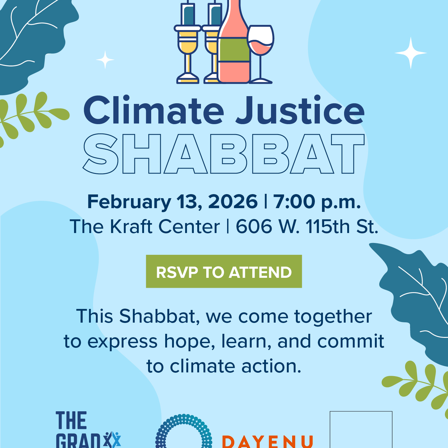 Climate Justice Shabbat | 7 p.m. February 13 - logo
